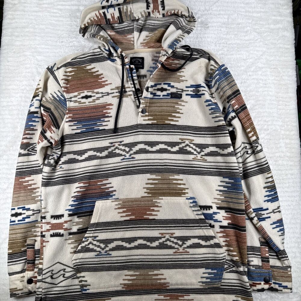 Billabong Adventure Division Furnace Fleece Hood Southwestern Aztec Pullover Lg